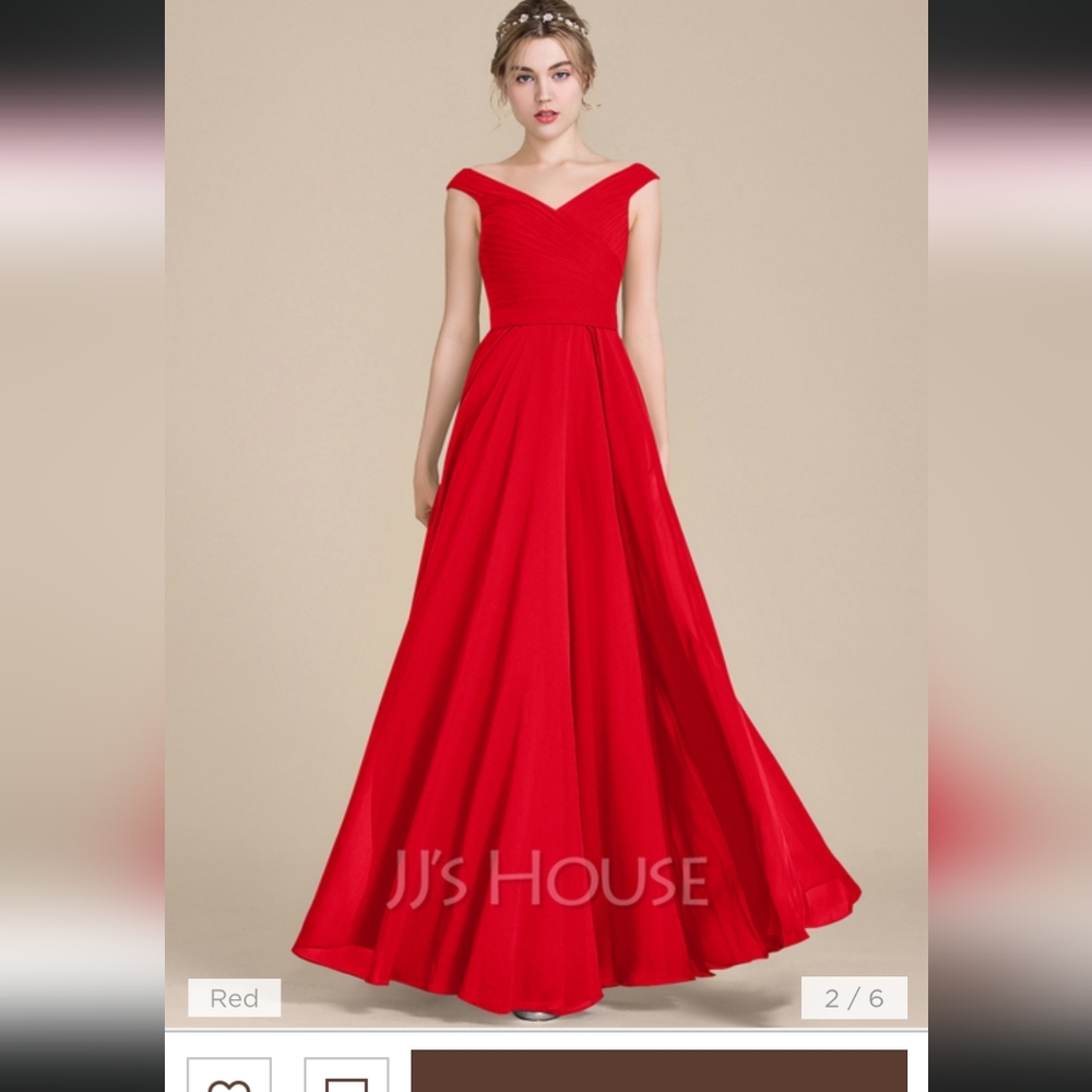 JJ’s House Red Floor-Length Bridesmaid Dress
